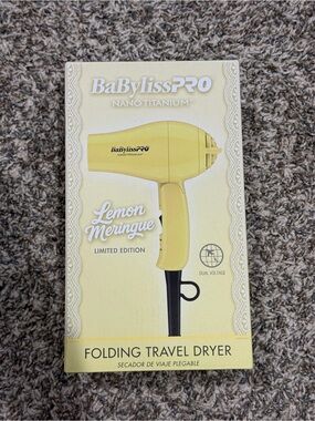 BaByliss Yellow Travel Hair Dryer with Foldable Handle